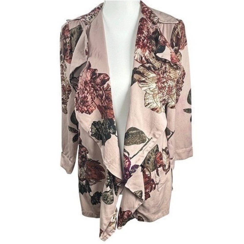 Chico's Floral Draped Jacket Blush Pink Romantic Feminine Women Size 0